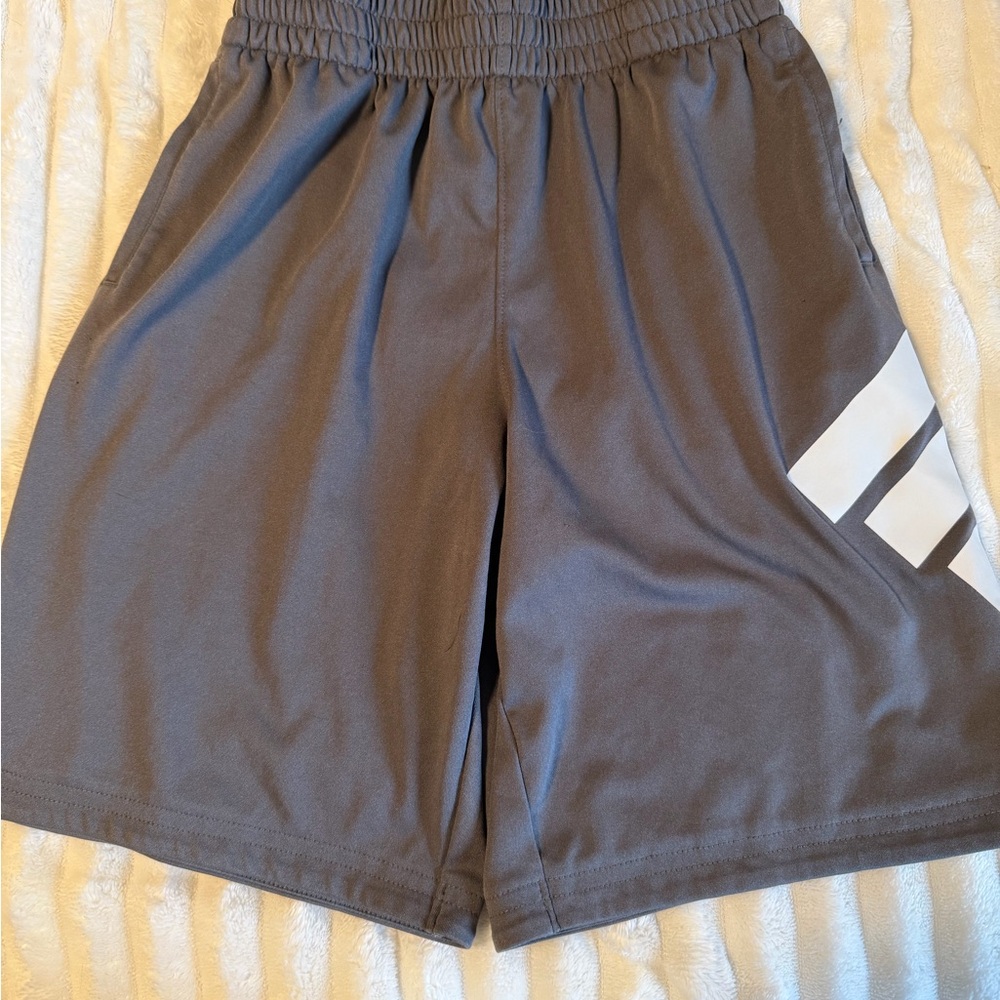 adidas Kids Gray Shorts with White Stripes